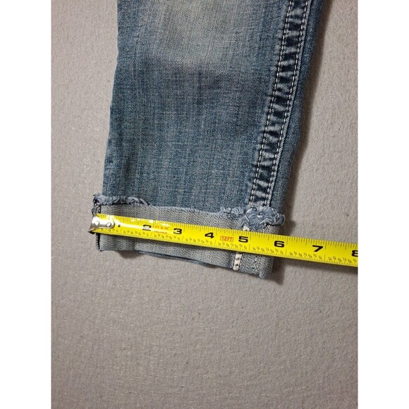 Miss Me Embellished Capri Jeans 26 30x19 Distressed Holes Selvedge T Flap Pocket - Picture 4 of 12